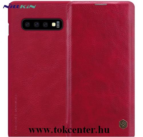 SAMSUNG Galaxy S10 Plus (SM-G975) NILLKIN QIN tok álló, bőr (FLIP, oldalra nyíló, bankkártya tartó) PIROS	