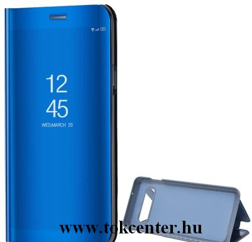 SAMSUNG Galaxy S10e (SM-G970) Tok álló (aktív flip, oldalra nyíló, asztali tartó funkció, tükrös felület, Mirror View Cover) KÉK	