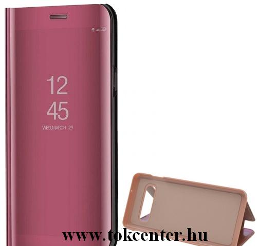 SAMSUNG Galaxy S10e (SM-G970) Tok álló (aktív flip, oldalra nyíló, asztali tartó funkció, tükrös felület, Mirror View Cover) ROZÉARANY	