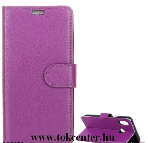 HUAWEI Y7 (2019) Tok álló, bőr (FLIP, oldalra nyíló, asztali tartó funkció) LILA	