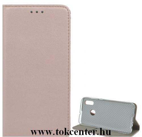 HUAWEI P Smart (2019) Tok álló, bőr (FLIP, oldalra nyíló, asztali tartó funkció) ROZÉARANY	