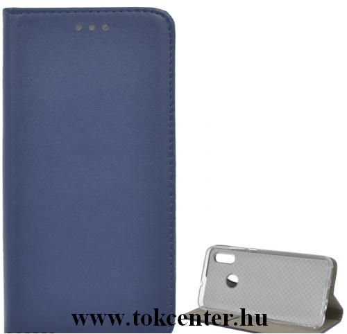 HUAWEI P Smart (2019) Tok álló, bőr (FLIP, oldalra nyíló, asztali tartó funkció) SÖTÉTKÉK	