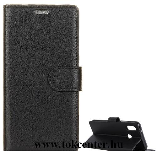 HUAWEI Y7 (2019) Tok álló, bőr (FLIP, oldalra nyíló, asztali tartó funkció, prémium) FEKETE	