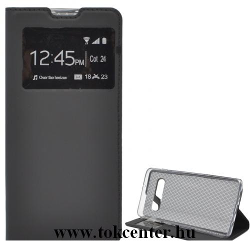 SAMSUNG Galaxy S10 Plus (SM-G975) Tok álló, bőr (FLIP, oldalra nyíló, asztali tartó funkció, S-View Cover) FEKETE	