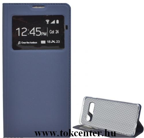 SAMSUNG Galaxy S10e (SM-G970) Tok álló, bőr (FLIP, oldalra nyíló, asztali tartó funkció, S-View Cover) SÖTÉTKÉK	