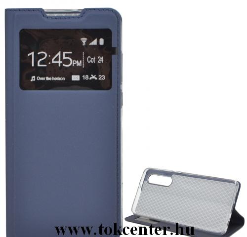 HUAWEI P30 Tok álló, bőr (FLIP, oldalra nyíló, asztali tartó funkció, S-View Cover) SÖTÉTKÉK	