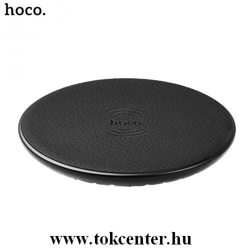 HOCO hálózati töltő állomás (bőrhatás, ultravékony, vezeték nélküli töltés, QI Wireless, gyorstöltés támogatás) FEKETE	