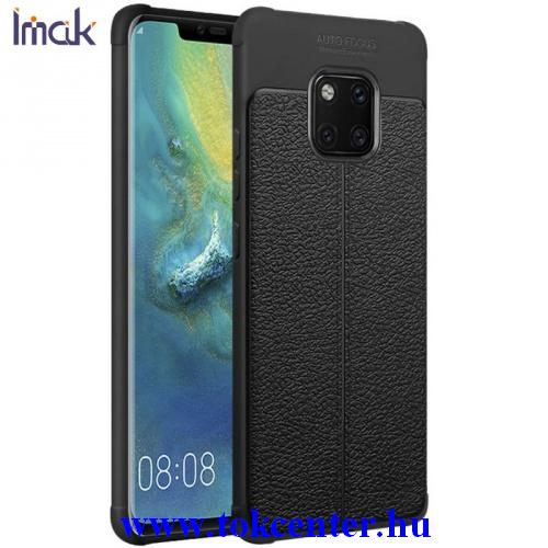 HUAWEI Mate 20 Pro IMAK VEGA telefonvédő gumi / szilikon (közepesen ütésálló, bőrhatás, varrás minta, légpárnás sarok) FEKETE	
