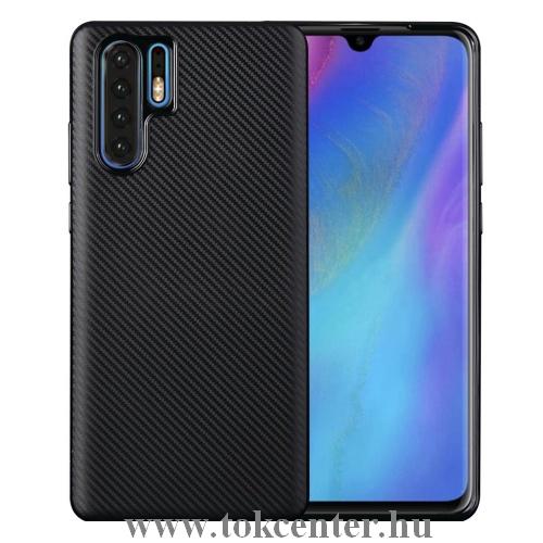 HUAWEI P30 Pro Telefonvédő gumi / szilikon (karbon minta) FEKETE	