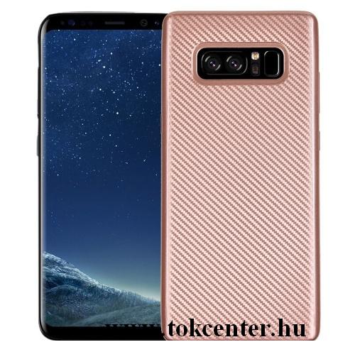 SAMSUNG Galaxy S10 (SM-G973) Telefonvédő gumi / szilikon (karbon minta) ROZÉARANY	