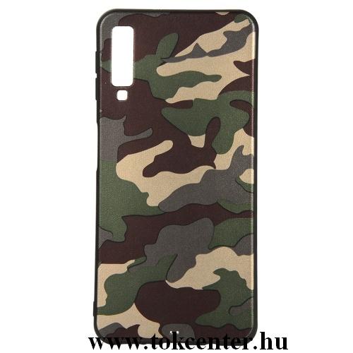 SAMSUNG Galaxy A7 (2018) SM-A750F Telefonvédő gumi / szilikon (terepminta) ZÖLD	