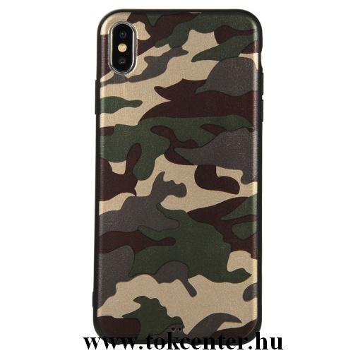 APPLE IPhone XS Max 6.5 Telefonvédő gumi / szilikon (terepminta) ZÖLD	
