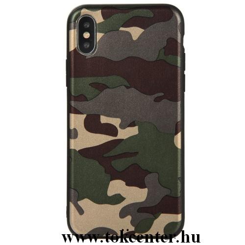 APPLE IPhone X 5.8 /APPLE IPhone XS 5.8 Telefonvédő gumi / szilikon (terepminta) ZÖLD	