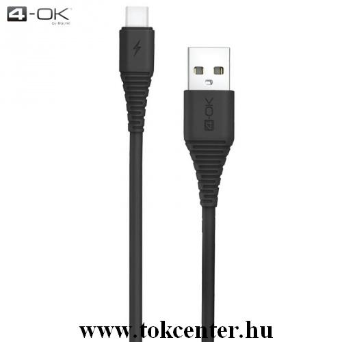 4-OK adatátvitel adatkábel és töltő (törésgátló, 3000mA, 100 cm hosszú, Type-C) FEKETE	