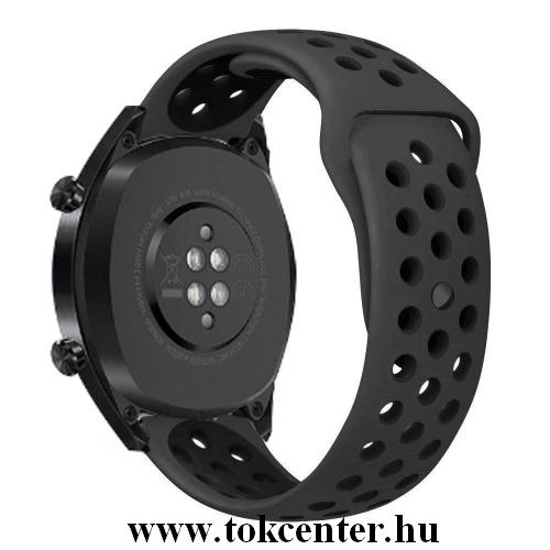 Pótszíj (szilikon, lyukacsos, légáteresztő) FEKETE Huawei Watch GT / Honor Watch Magic	