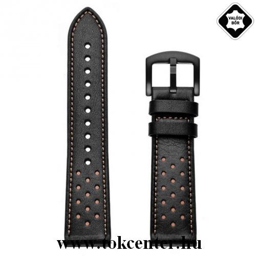 Pótszíj (valódi bőr) FEKETE Huawei Watch GT / Honor Watch Magic	