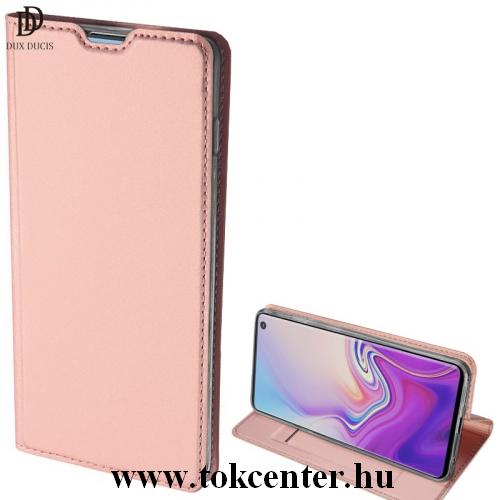 SAMSUNG Galaxy S10 (SM-G973) DUX DUCIS SKIN PRO tok álló, bőr (FLIP, oldalra nyíló, bankkártya tartó, asztali tartó funkció) ROZÉARANY	