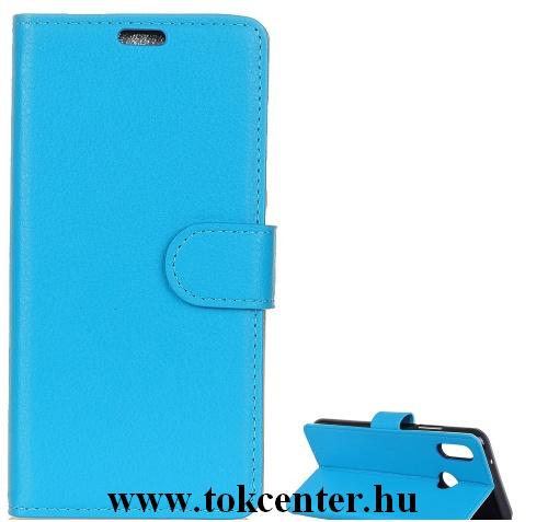 HUAWEI Y7 (2019) Tok álló, bőr (FLIP, oldalra nyíló, asztali tartó funkció) KÉK	