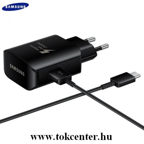 Hálózati töltő USB aljzat (Type-C, 5V / 2100 mA, 25W EP-DW700CWE kábel, gyorstöltés támogatás) FEKETE	