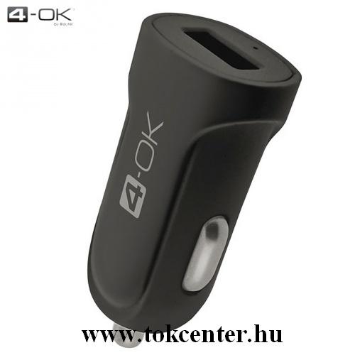 4-OK szivargyújtó töltő/autós töltő USB aljzat (5V / 2100mA, microUSB adat/töltőkábel, Type-C adapter) FEKETE	