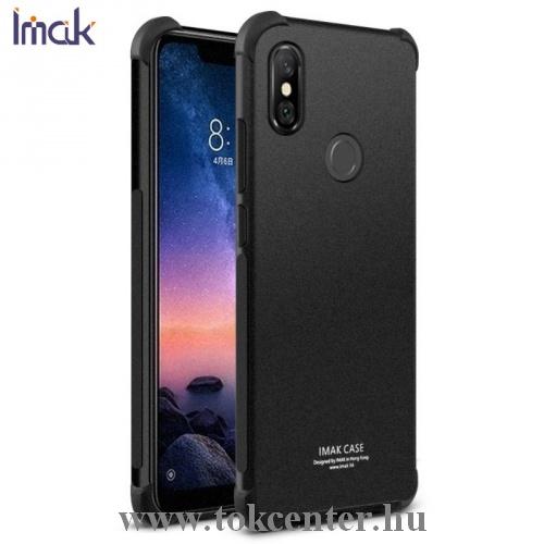 XIAOMI Redmi Note 6 Pro IMAK telefonvédő gumi / szilikon (közepesen ütésálló, légpárnás sarok, matt + képernyővédő fólia) FEKETE	