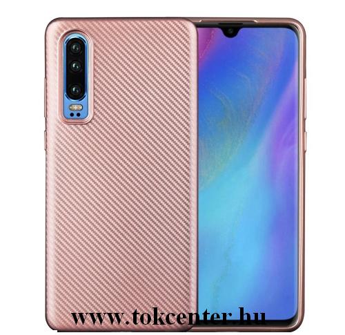 HUAWEI P30 Telefonvédő gumi / szilikon (karbon minta) ROZÉARANY	