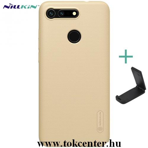 HUAWEI Honor View 20 NILLKIN SUPER FROSTED műanyag telefonvédő (gumírozott, érdes felület + asztali tartó) ARANY	