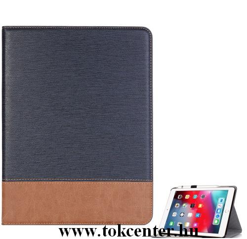 APPLE IPAD Pro 11 (2018) Tok álló, bőr (aktív flip, oldalra nyíló, asztali tartó funkció, textilminta) KÉK	