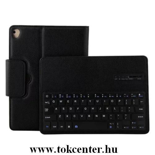 APPLE IPAD 9.7 (2017) /APPLE IPAD 9.7 (2018) Tok álló, bőr (FLIP, bluetooth billentyűzet, asztali tartó funkció, QWERTY, angol nyelvű) FEKETE	