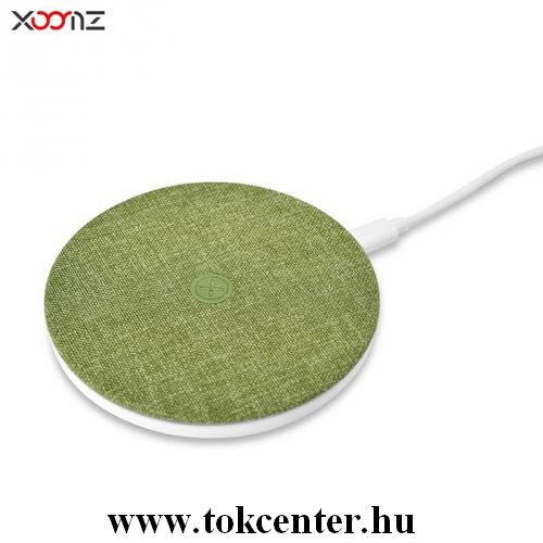 XOOMZ hálózati töltő állomás (vezeték nélküli töltés, QI Wireless, gyorstöltés támogatás, textilbevonat) ZÖLD	