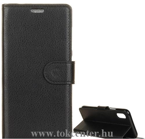 SONY Xperia L3 (I4312) Tok álló, bőr (FLIP, oldalra nyíló, asztali tartó funkció) FEKETE	