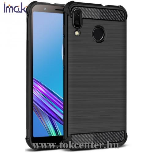 ASUS Zenfone Max (M1) ZB555KL IMAK VEGA telefonvédő gumi / szilikon (közepesen ütésálló, légpárnás sarok, szálcsiszolt, karbonminta) FEKETE	