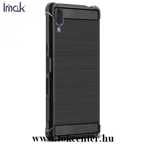 SONY Xperia L3 (I4312) IMAK VEGA telefonvédő gumi / szilikon (közepesen ütésálló, légpárnás sarok, szálcsiszolt, karbonminta) FEKETE	