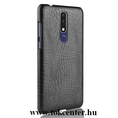 NOKIA 3.1 Plus Műanyag telefonvédő (bőrbevonat, krokodilbőr minta) FEKETE	
