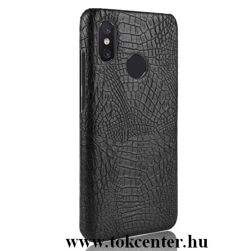 XIAOMI Redmi Note 6 Pro Műanyag telefonvédő (bőrbevonat, krokodilbőr minta) FEKETE	