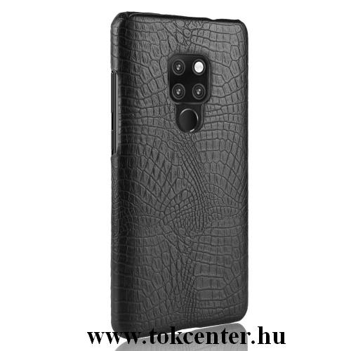 HUAWEI Mate 20 Műanyag telefonvédő (bőrbevonat, krokodilbőr minta) FEKETE	