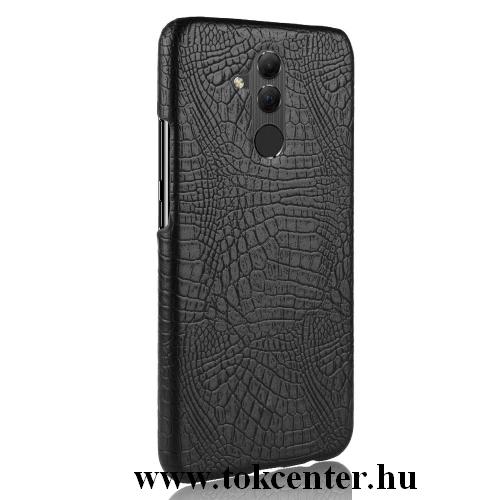 HUAWEI Mate 20 Lite Műanyag telefonvédő (bőrbevonat, krokodilbőr minta) FEKETE	