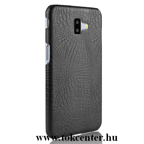 SAMSUNG Galaxy J6 Plus (J610F) Műanyag telefonvédő (bőrbevonat, krokodilbőr minta) FEKETE	
