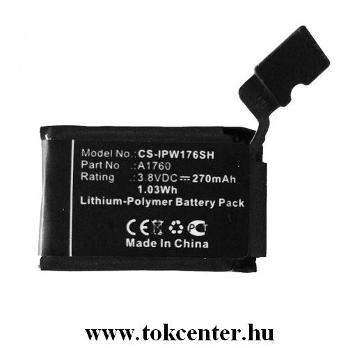Akku 270 mAh LI-Polymer (belső akku, beépítése szakértelmet igényel!, A1760 kompatibilis) Apple Watch Series 2 38mm	