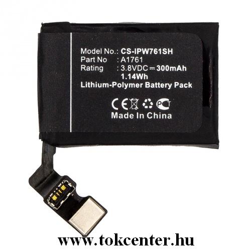 Akku 300 mAh LI-Polymer (belső akku, beépítése szakértelmet igényel!, A1761 kompatibilis) Apple Watch Series 2 42mm	