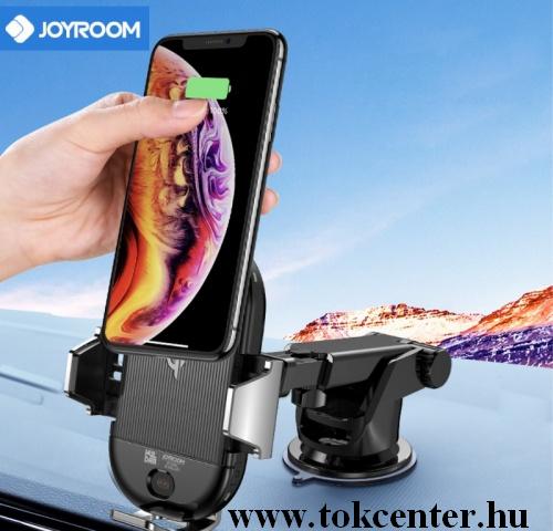 JOYROOM autós tartó (tapadókorongos / szellőrőre, QI Wireless, vezeték nélküli töltés, 10W, szenzor, automata) EZÜST	