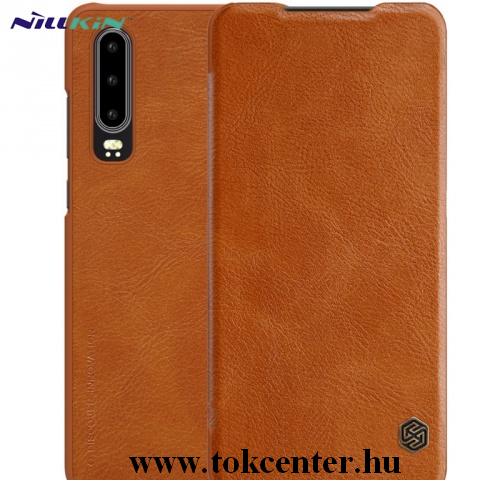 HUAWEI P30 NILLKIN QIN tok álló, bőr (FLIP, oldalra nyíló, bankkártya tartó) BARNA	