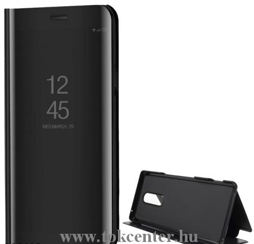 Sony Xperia 1 (J9110) Tok álló (aktív flip, oldalra nyíló, asztali tartó funkció, tükrös felület, Mirror View Case) FEKETE	