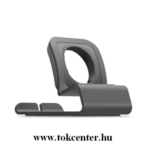 Karóra állvány (alumínium, töltő kialakítás) SZÜRKE Apple Watch 1 / 2 / 3 / 4 38mm / 40mm/ 42mm / 44mm	