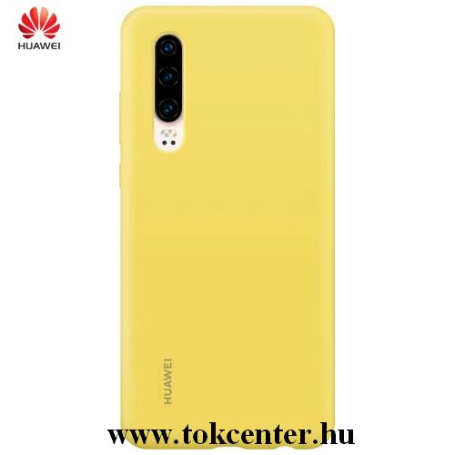 HUAWEI P30 Telefonvédő gumi / szilikon (beépített fémlemez, gumírozott) SÁRGA	