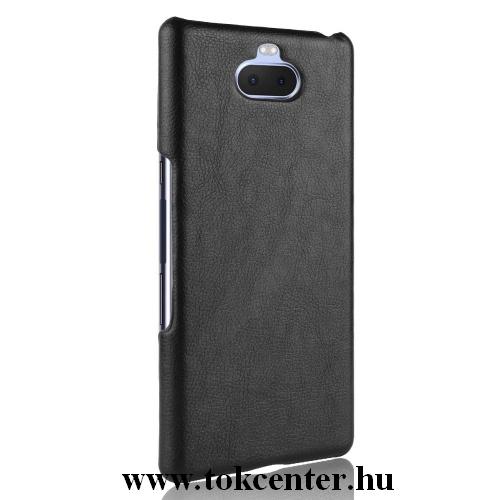 SONY Xperia 10 Plus (L4213) Műanyag telefonvédő (bőrbevonat) FEKETE	