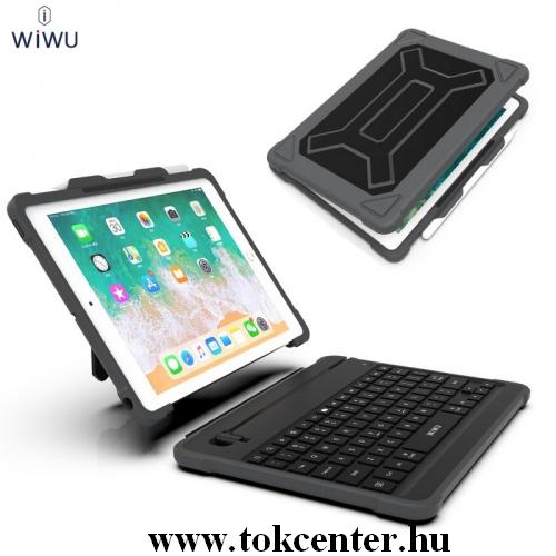 APPLE IPAD 9.7 (2017) /APPLE IPAD 9.7 (2018) WIWU műanyag telefonvédő (gumi / szilikon belső, közepesen ütésálló, bluetooth billentyűzet,MFi Apple engedélyes) SZÜRKE	