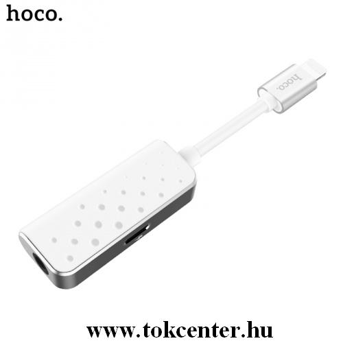 HOCO LS11 audió adapter (elosztó, lightning 8 pin / lightning 8 pin, 3.5mm jack aljzat) FEHÉR	