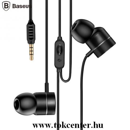 BASEUS ENCOK H04 fülhallgató SZTEREO (3.5mm jack, mikrofon, felvevő gomb, hangerő szabályzó) FEKETE	