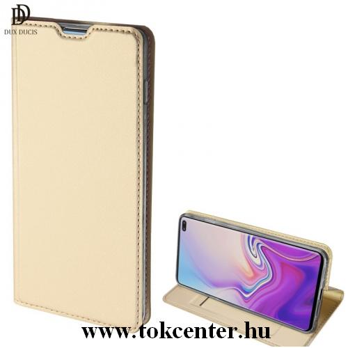 SAMSUNG Galaxy S10 Plus (SM-G975) DUX DUCIS SKIN PRO tok álló, bőr (FLIP, oldalra nyíló, bankkártya tartó, asztali tartó funkció) ARANY	